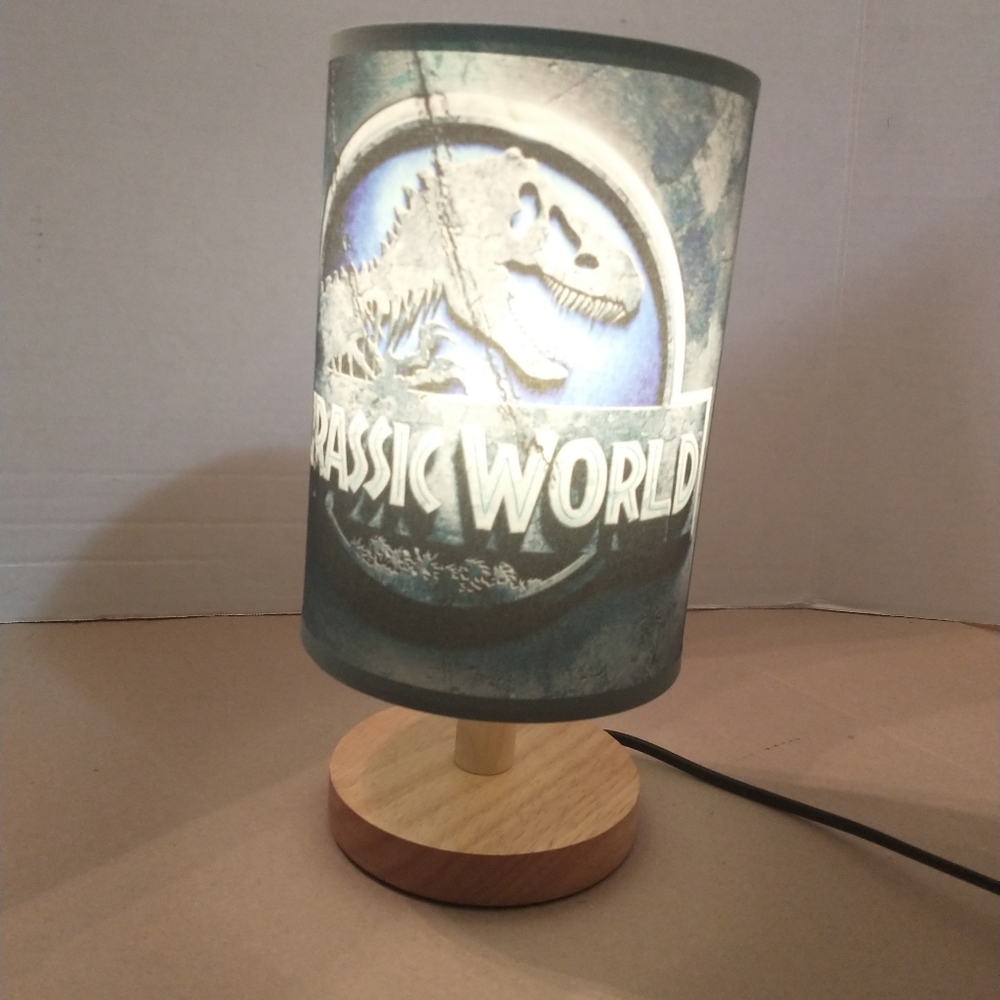 Jurassic World Desk Table Lamp LED Light Bulb Wooden Base- Open Box - Picture 6 of 6